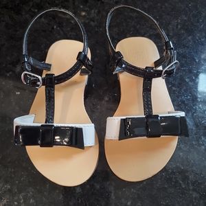 Janie and Jack Patent Leather Black and White Sandals Size 5